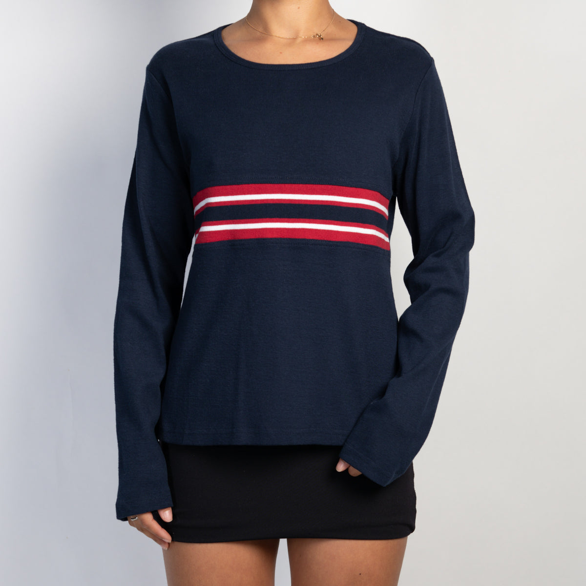 NAVY STRIPE COTTON TOP