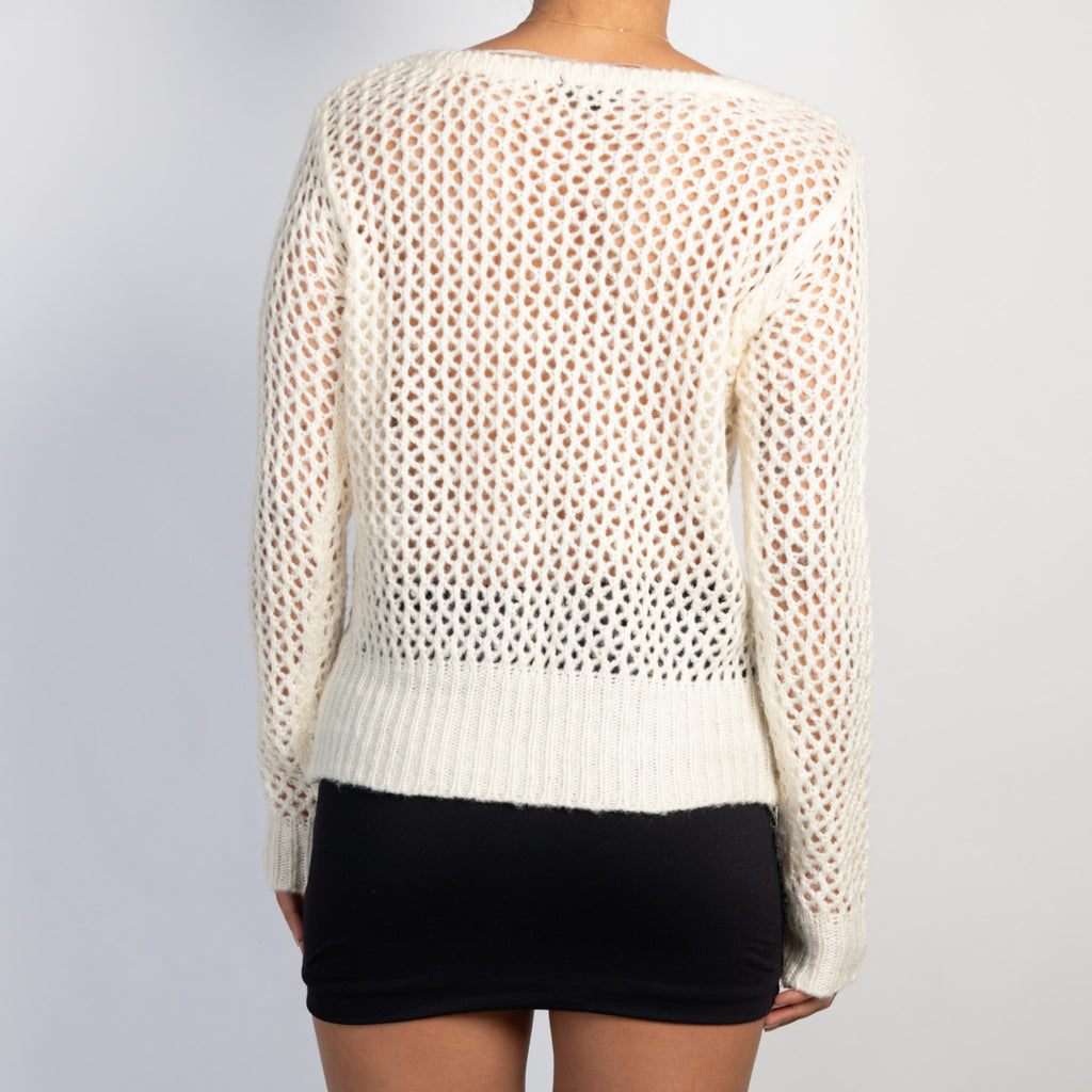 CREAM LOOSE KNIT TOP