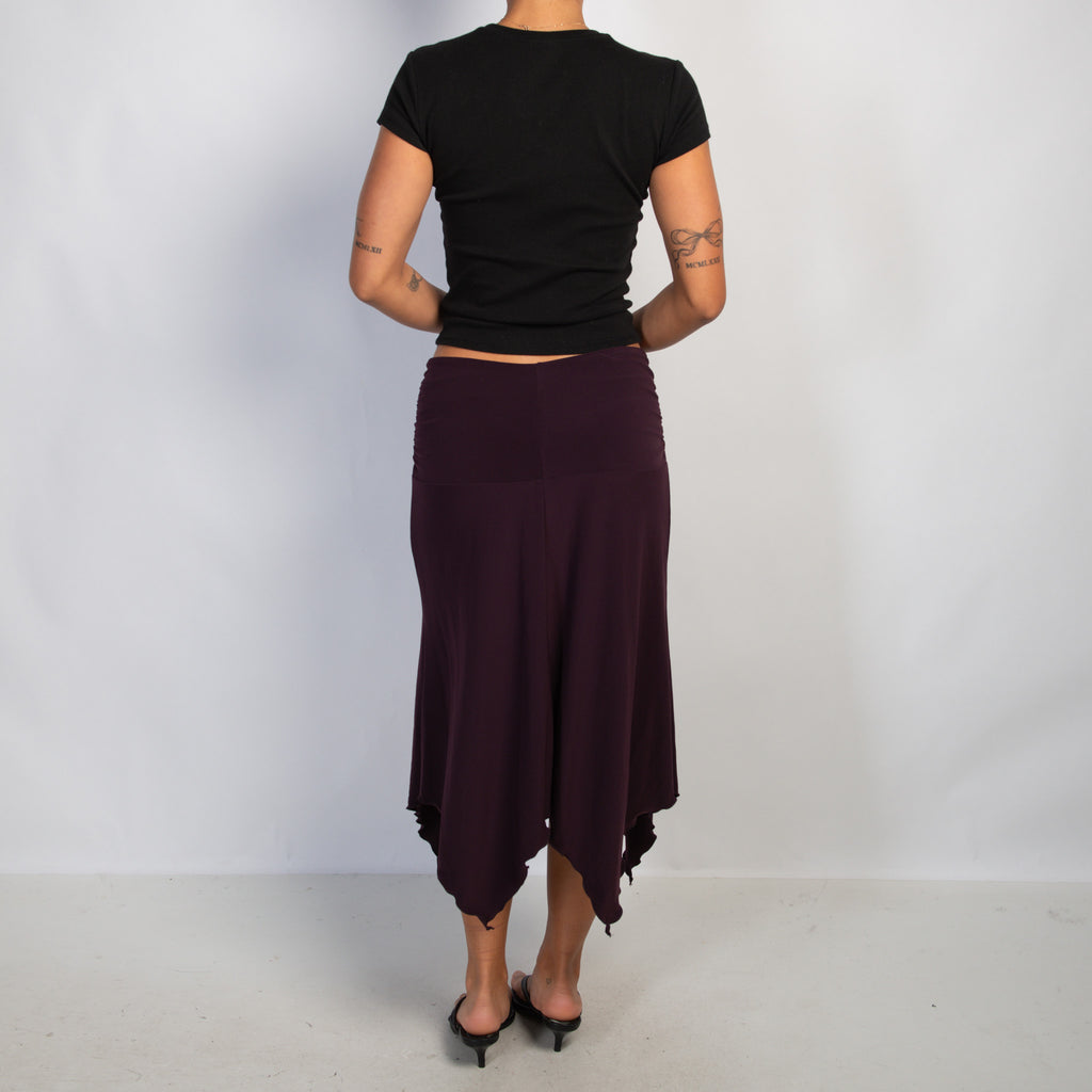 PURPLE SLINKY MIDI SKIRT