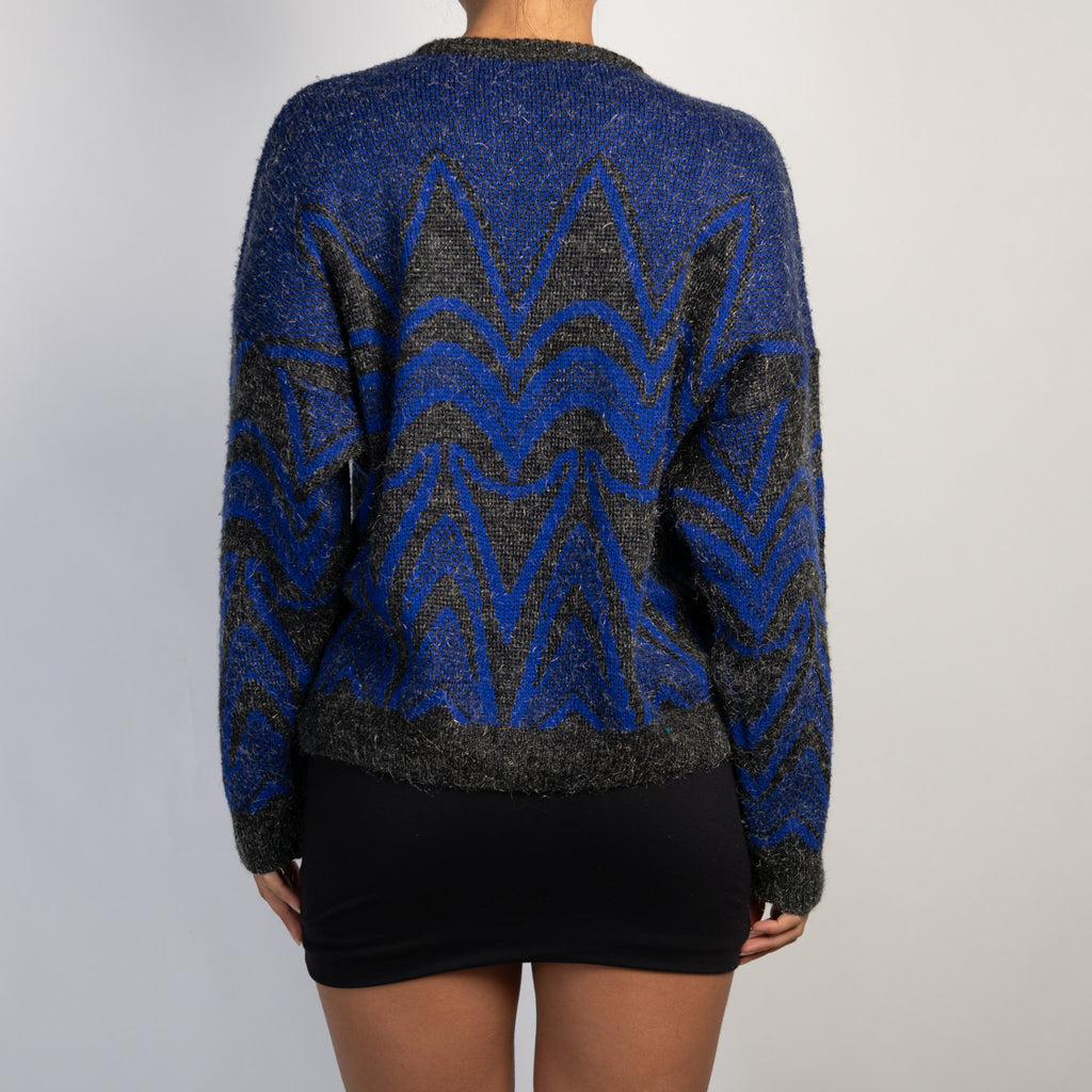 COBALT PATTERN KNIT SWEATER