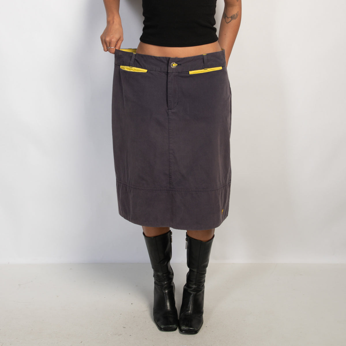 FADED NAVY MIDI SKIRT