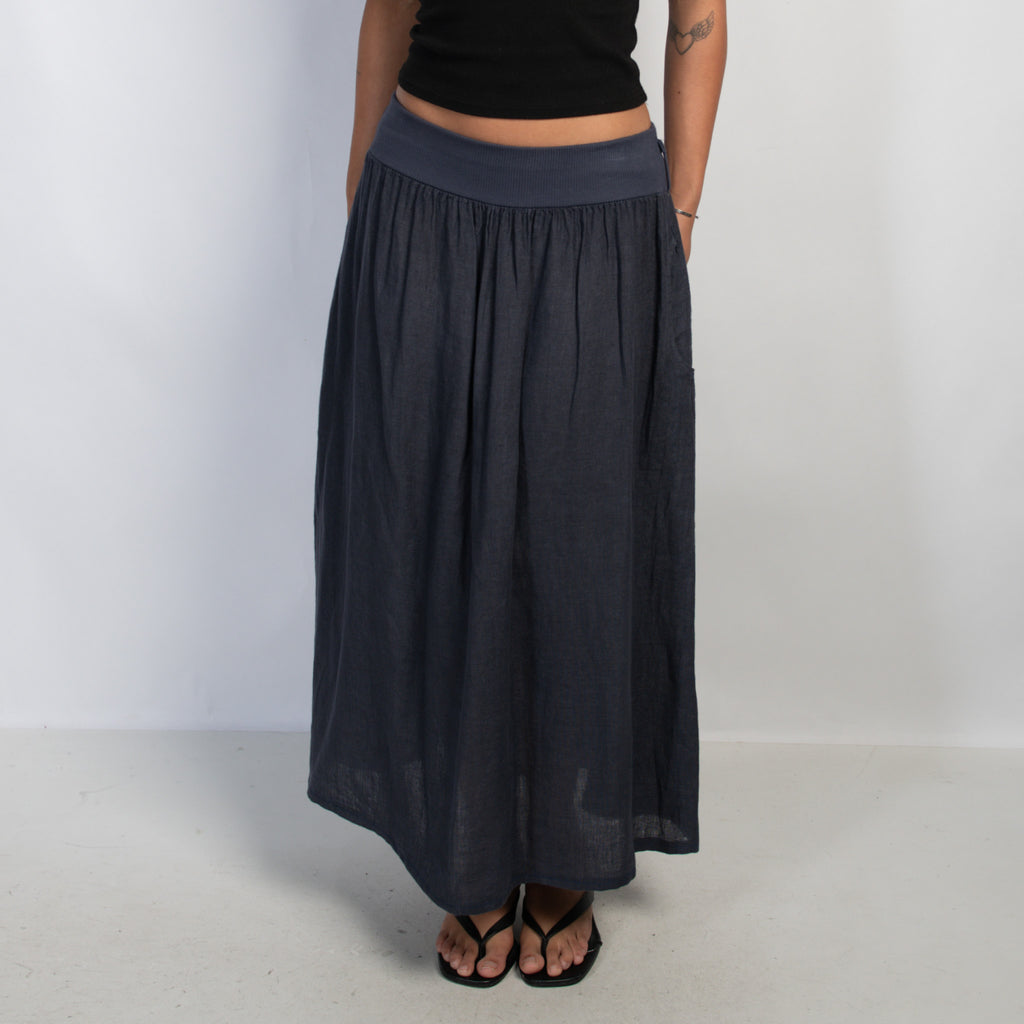 NAVY LINEN SKIRT