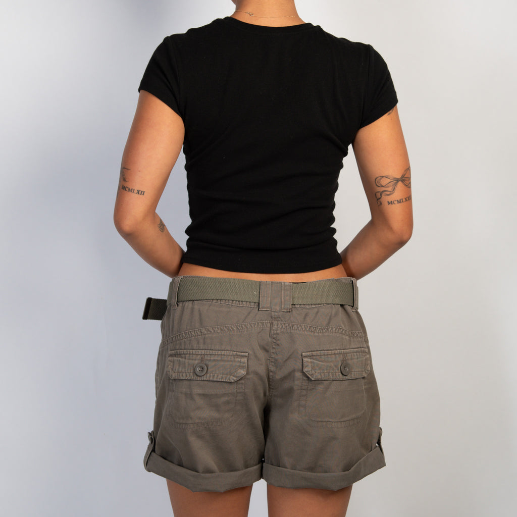 KHAKI CARGO SHORTS + BELT