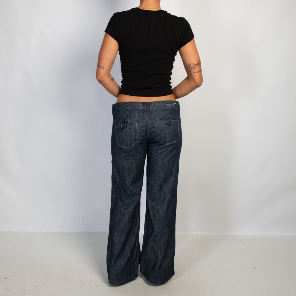 DARK DENIM WIDE LEG PANTS
