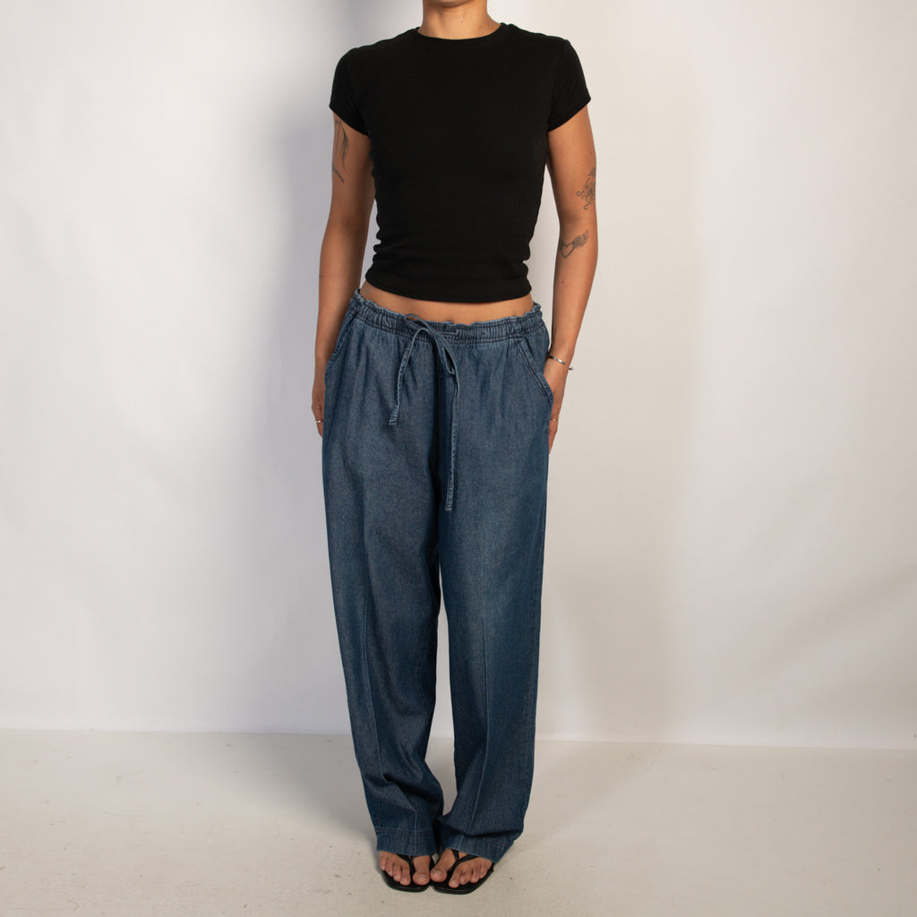 DENIM DRAWSTRING PANTS