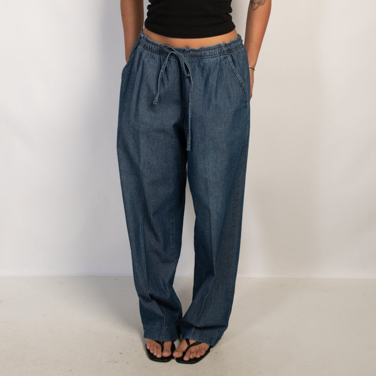 DENIM DRAWSTRING PANTS