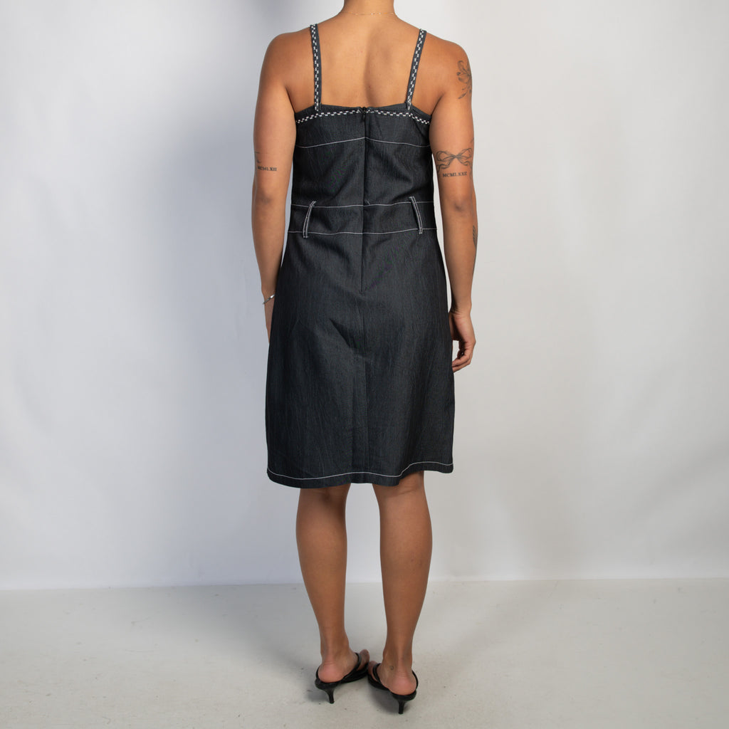 CONTRAST STITCH MIDI DRESS