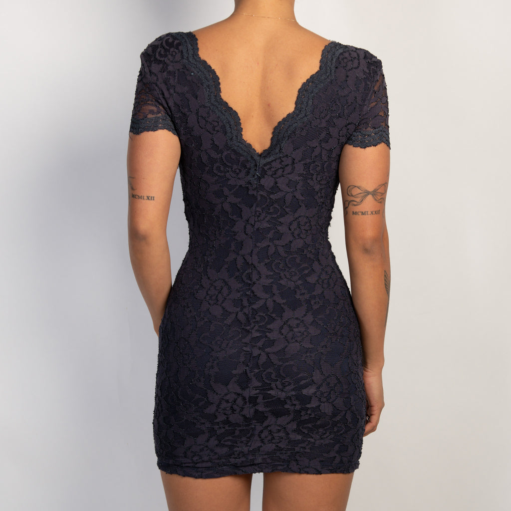 NAVY LACE MINI DRESS