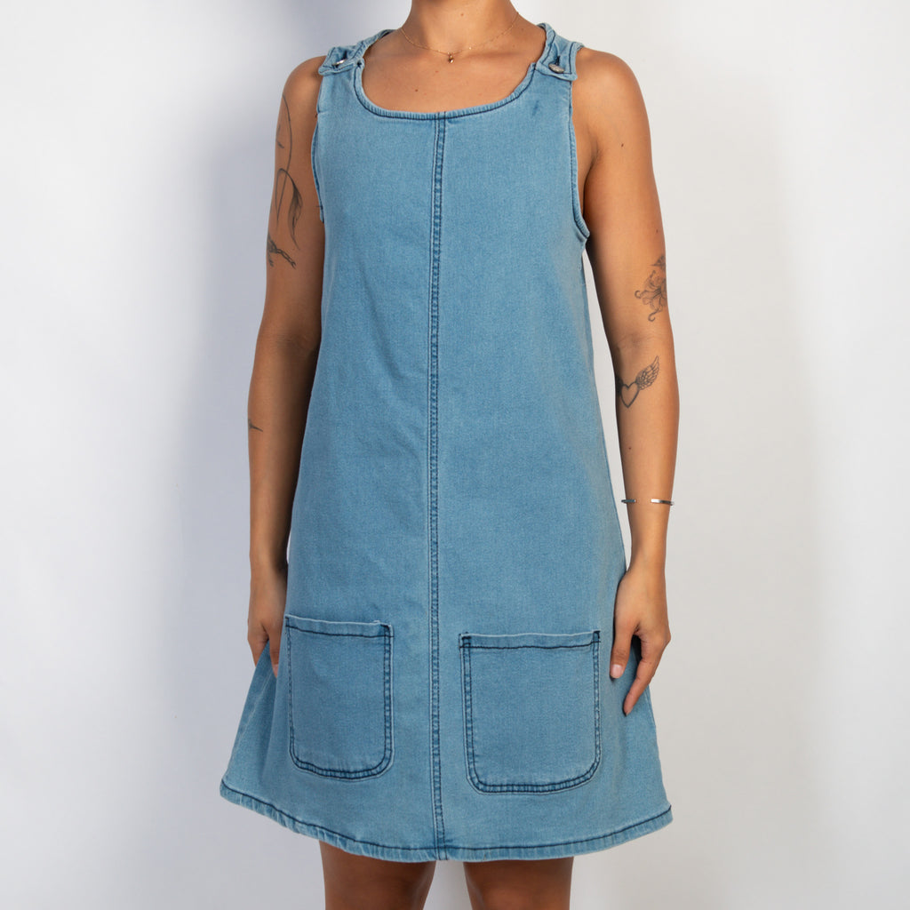 DENIM PINAFORE SHIFT DRESS