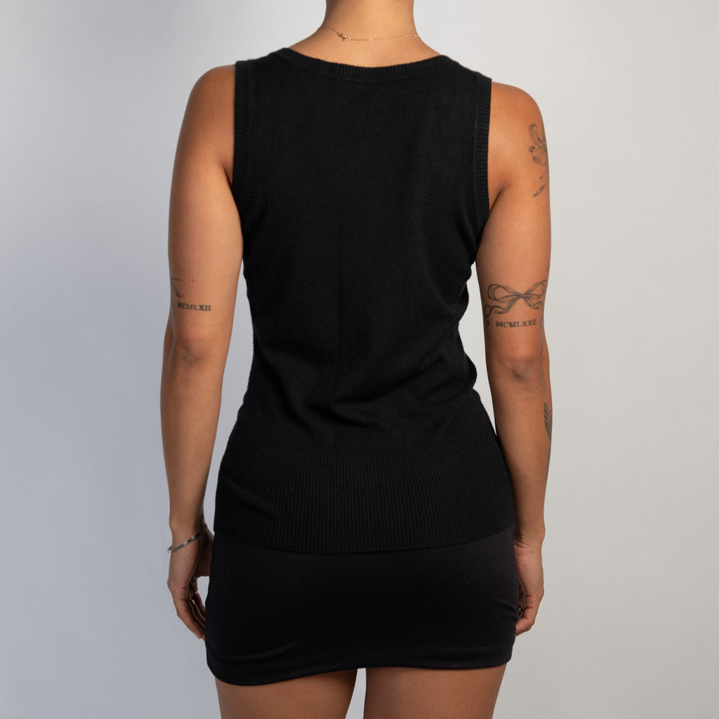 BLACK KNIT VEST TOP