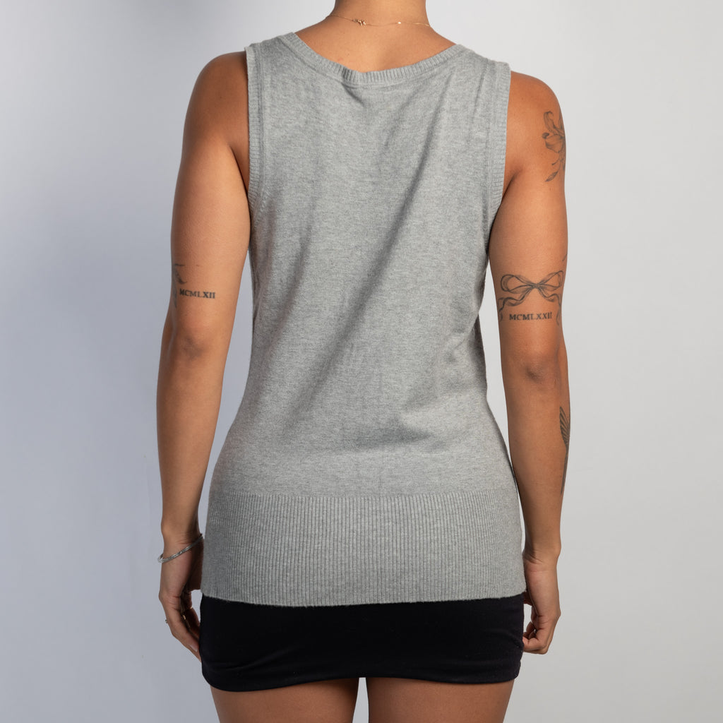 GREY KNIT VEST TOP