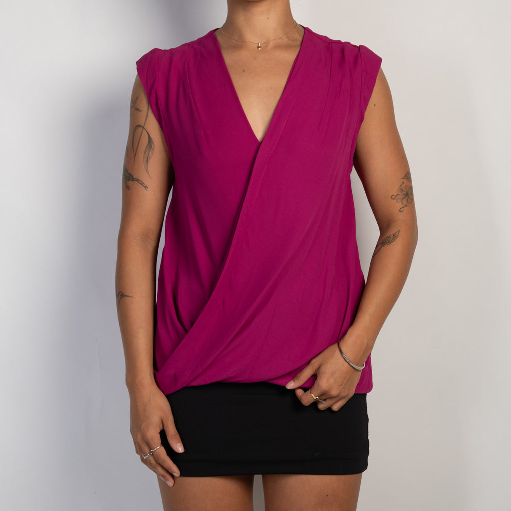 FUCHSIA CROSSOVER BLOUSE