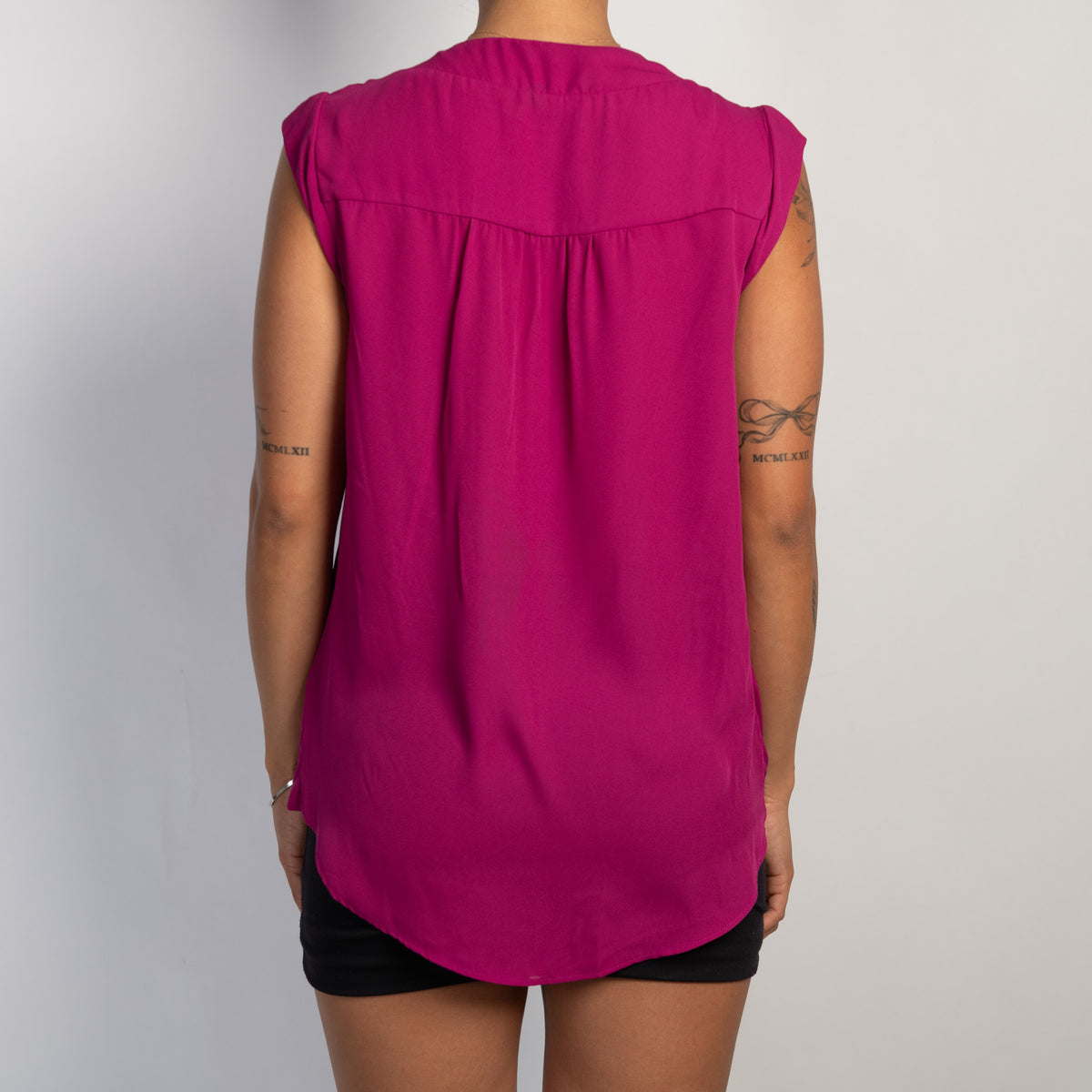 FUCHSIA CROSSOVER BLOUSE