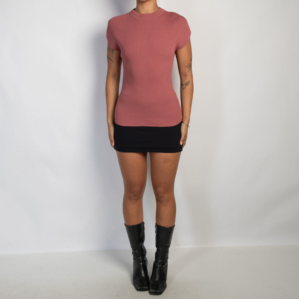 PINK STRETCH RIB TOP