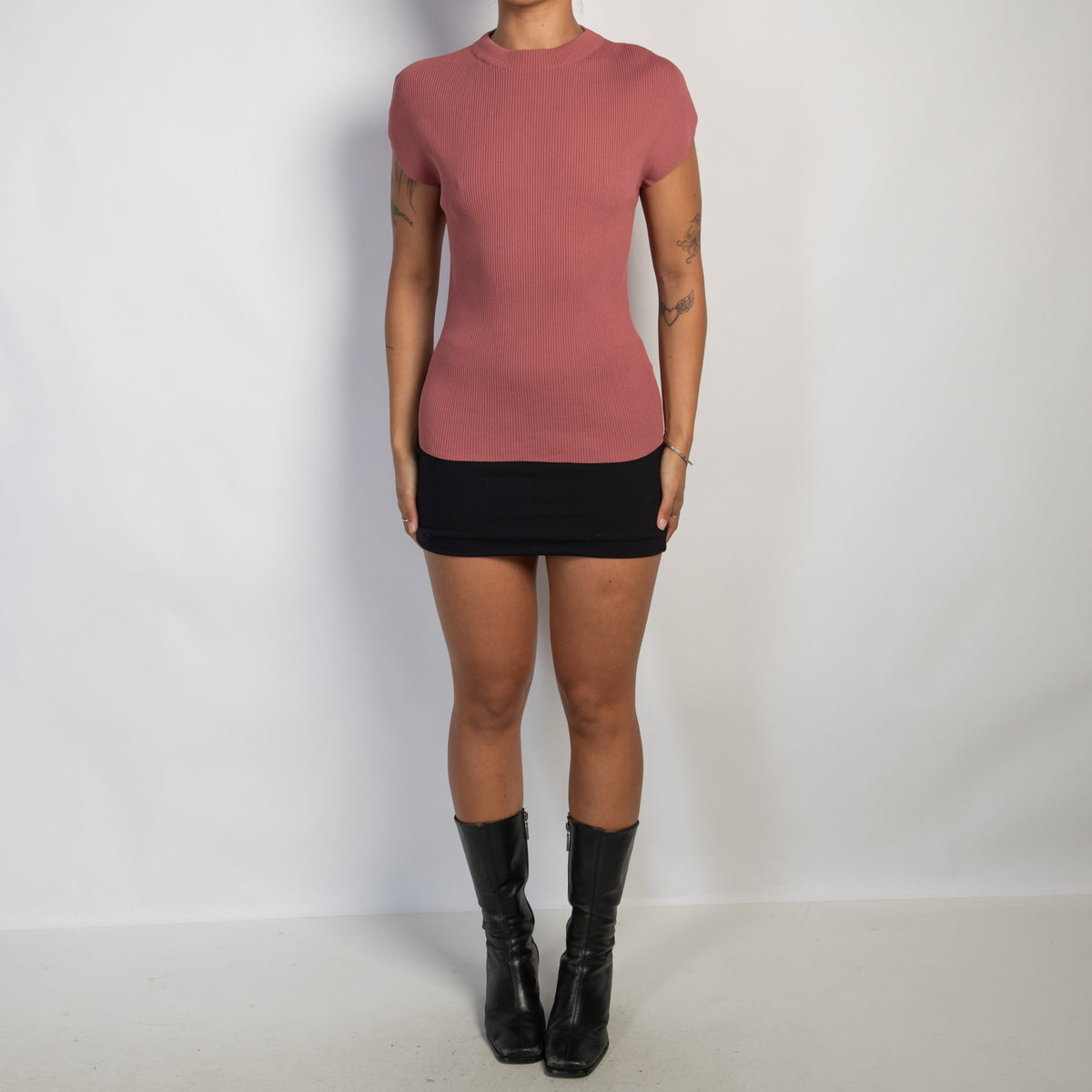 PINK STRETCH RIB TOP