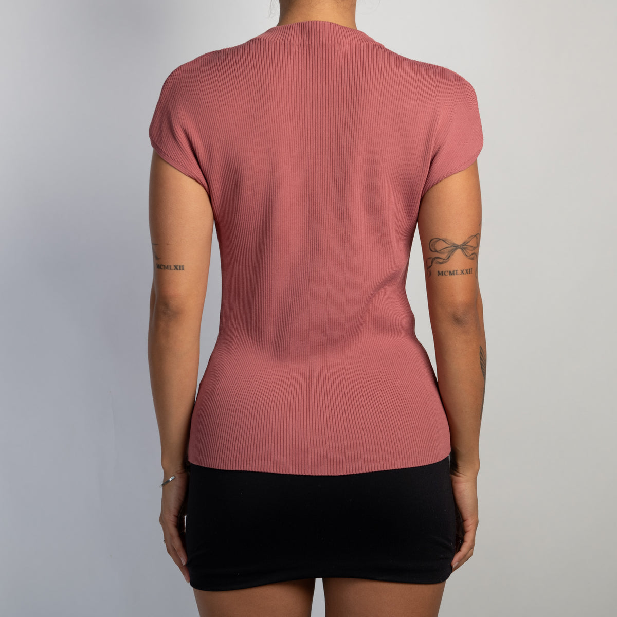 PINK STRETCH RIB TOP