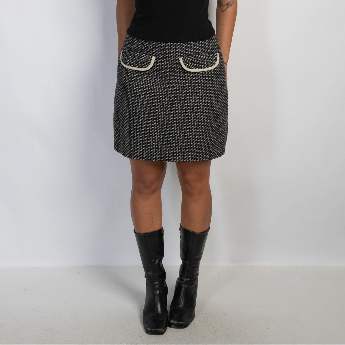 PATTERN WOOL SKIRT
