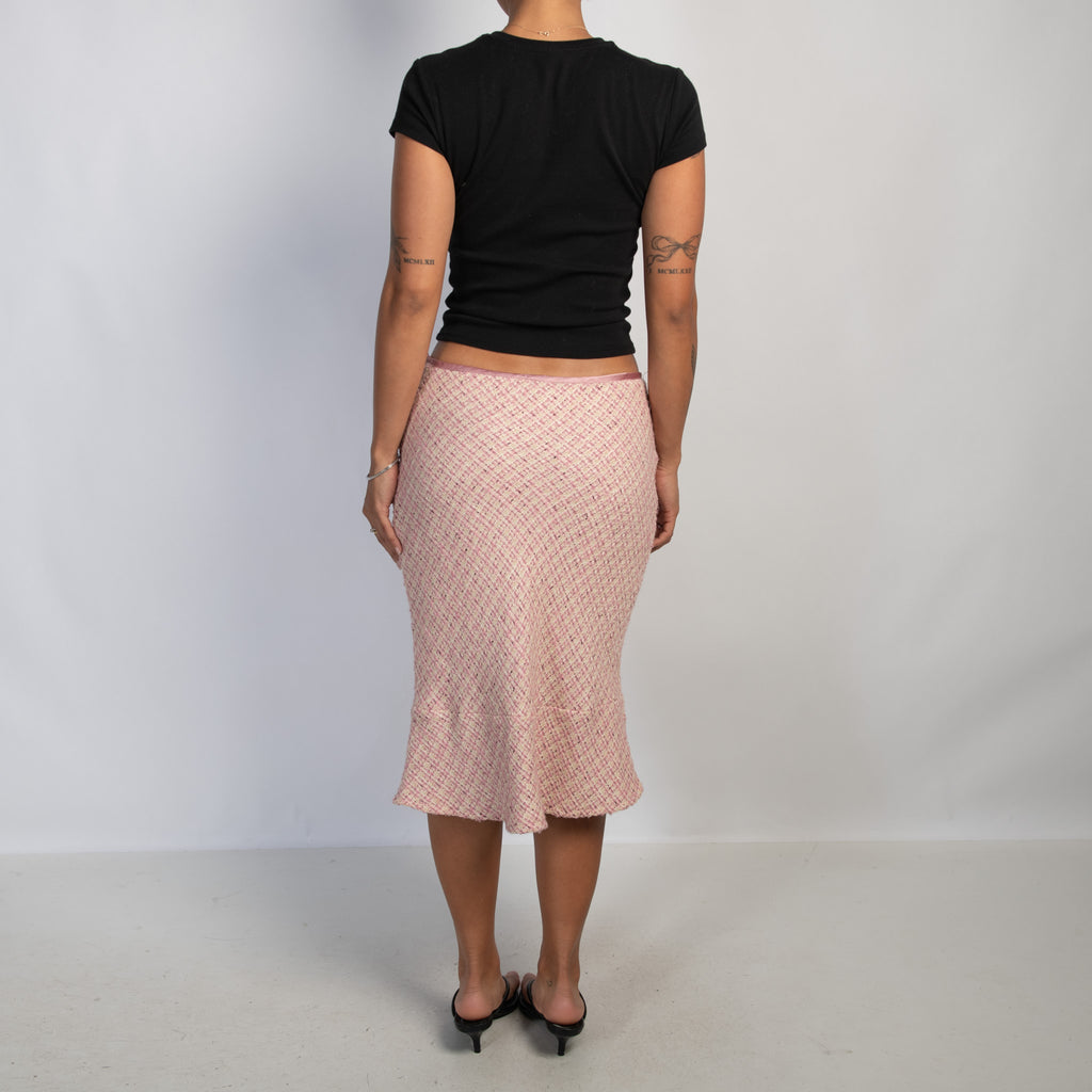 PINK TWEED MIDI SKIRT