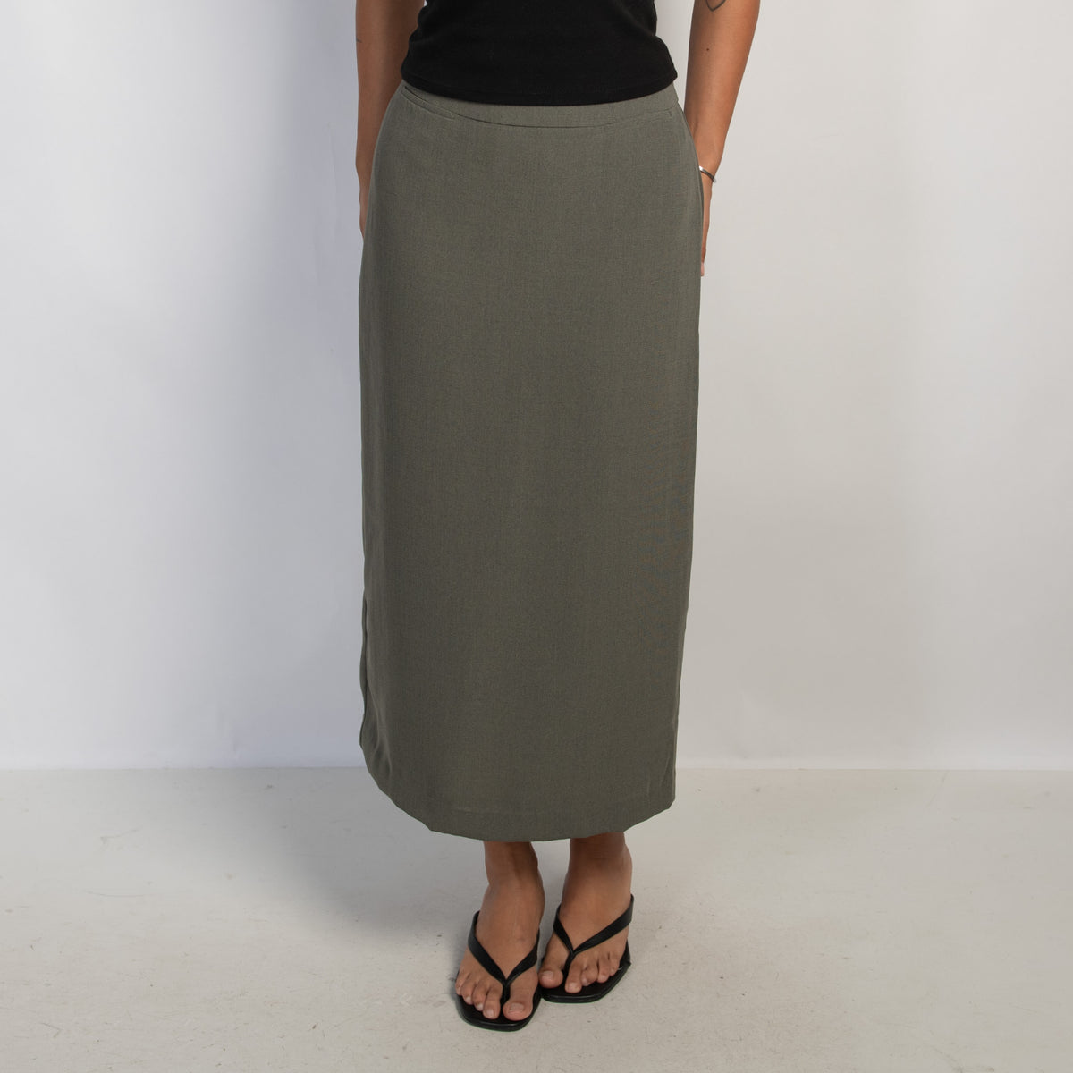 KHAKI MIDI SKIRT