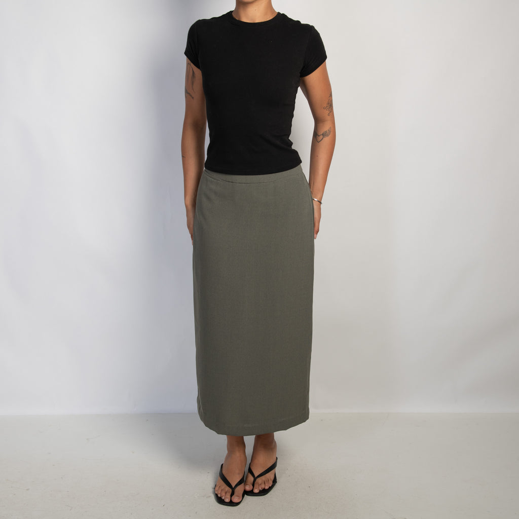 KHAKI MIDI SKIRT