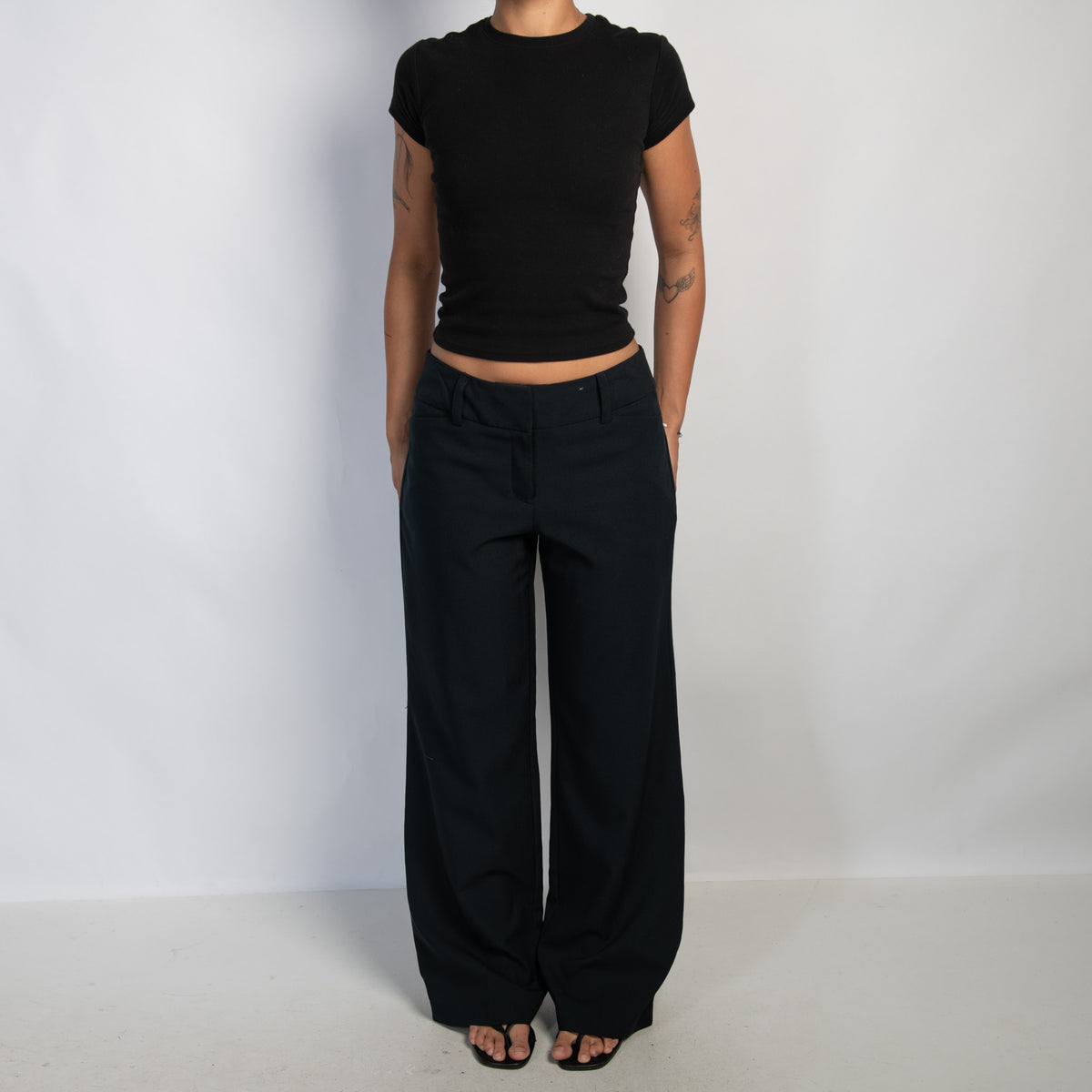 BLACK WIDE LEG PANTS