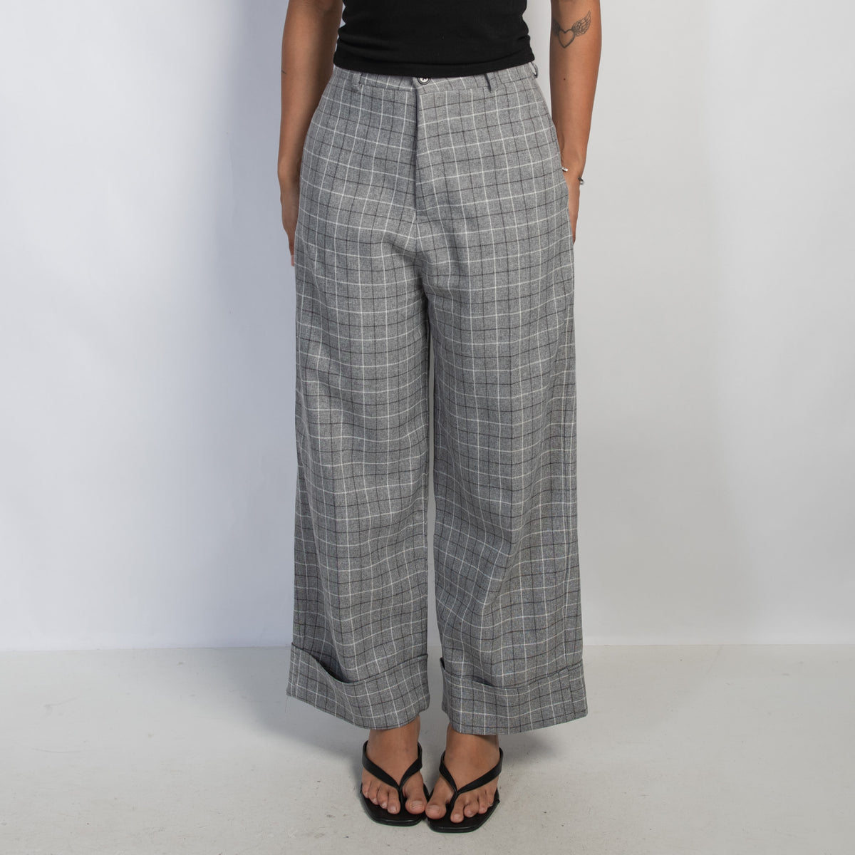 GREY PLAID TROUSERS