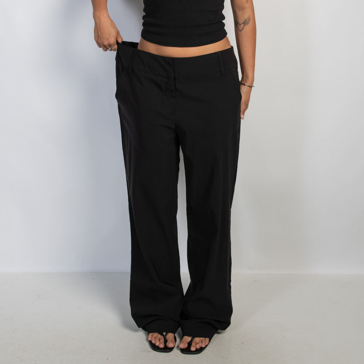 BLACK WIDE LEG PANTS