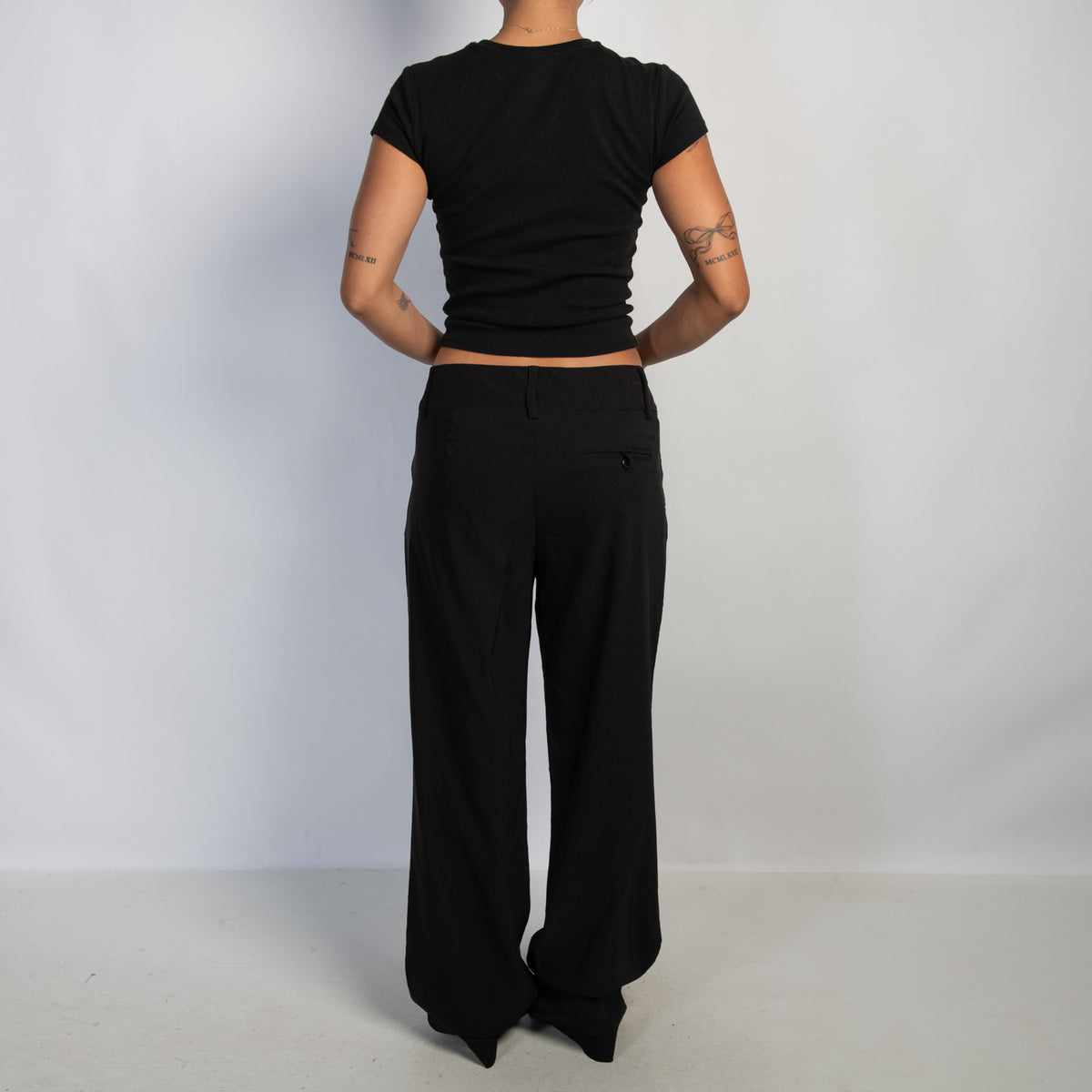 BLACK WIDE LEG PANTS