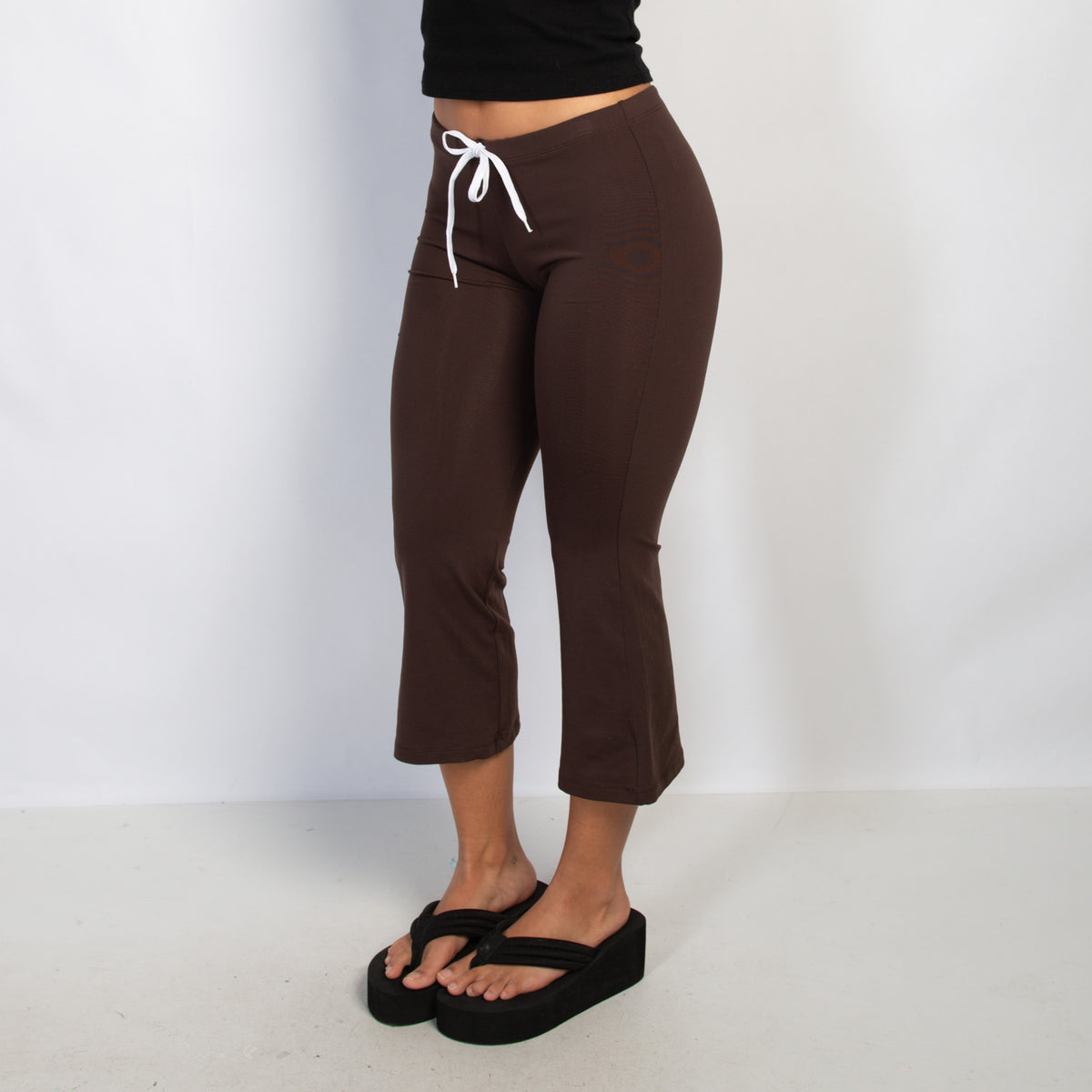 BROWN FLARE CROP TIGHTS