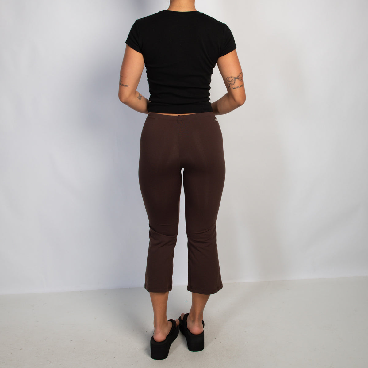 BROWN FLARE CROP TIGHTS
