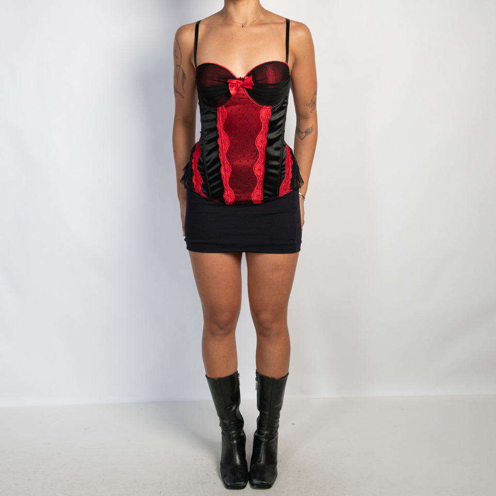 RED LACE TRIM BUSTIER