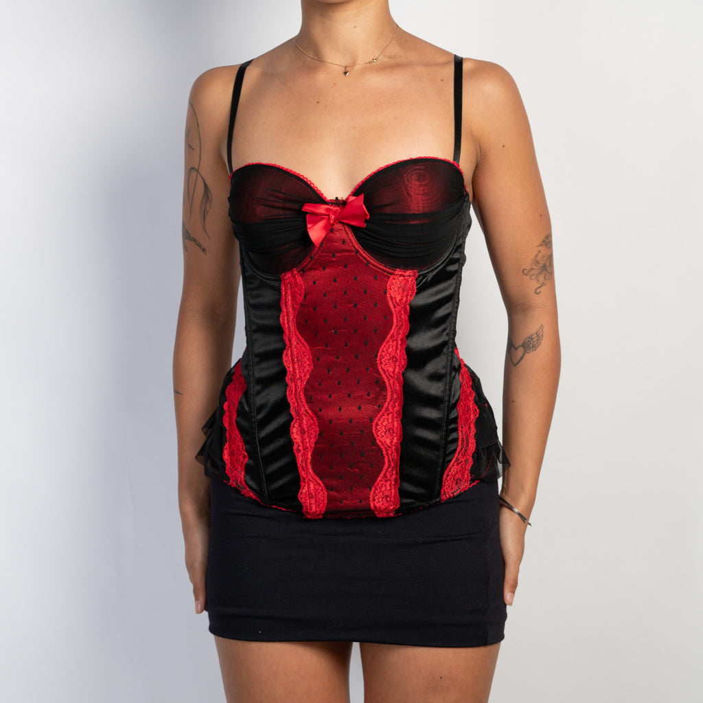 RED LACE TRIM BUSTIER