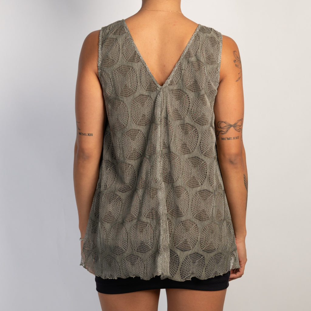 KHAKI GREY SLEEVELESS TOP