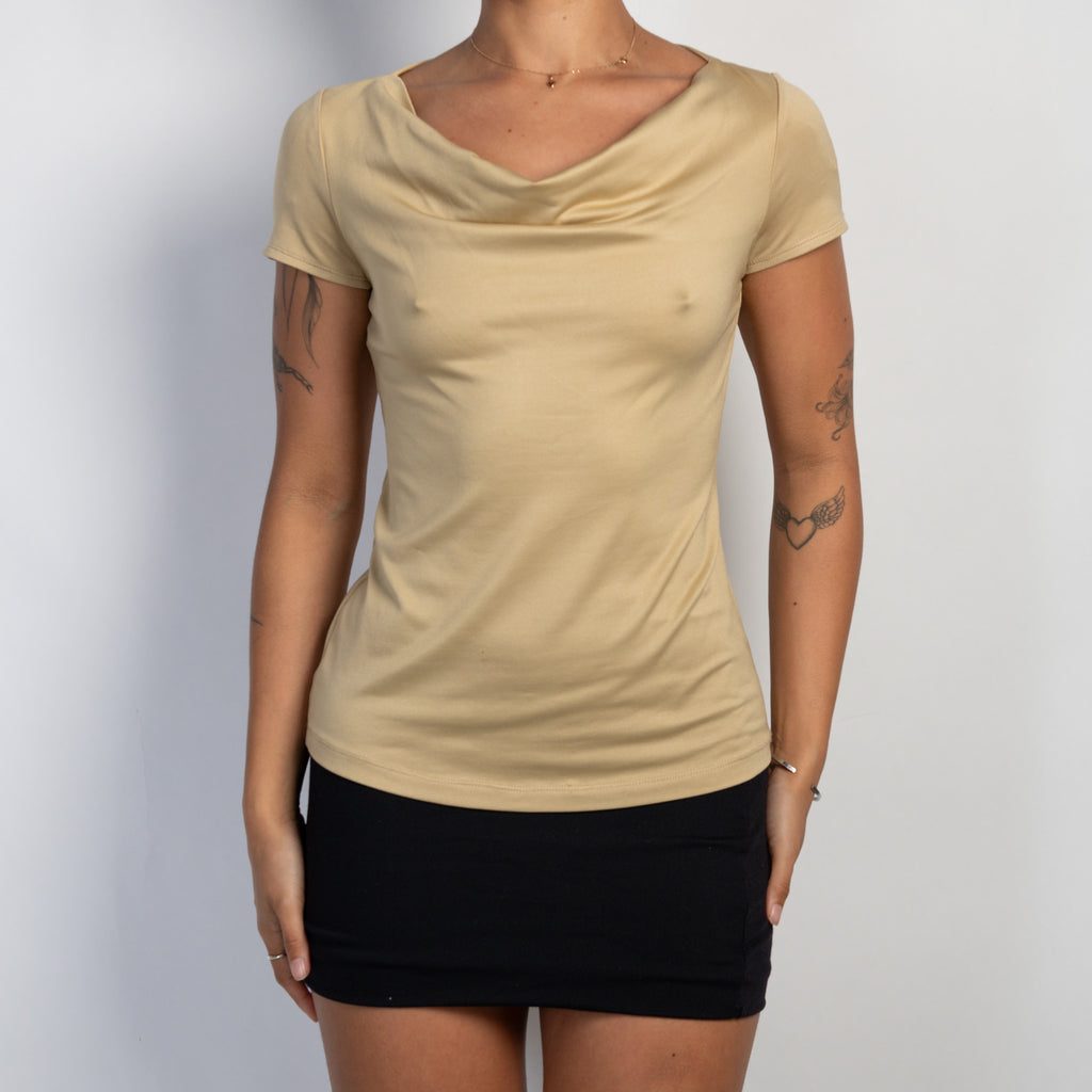 TAN COWL NECK TOP