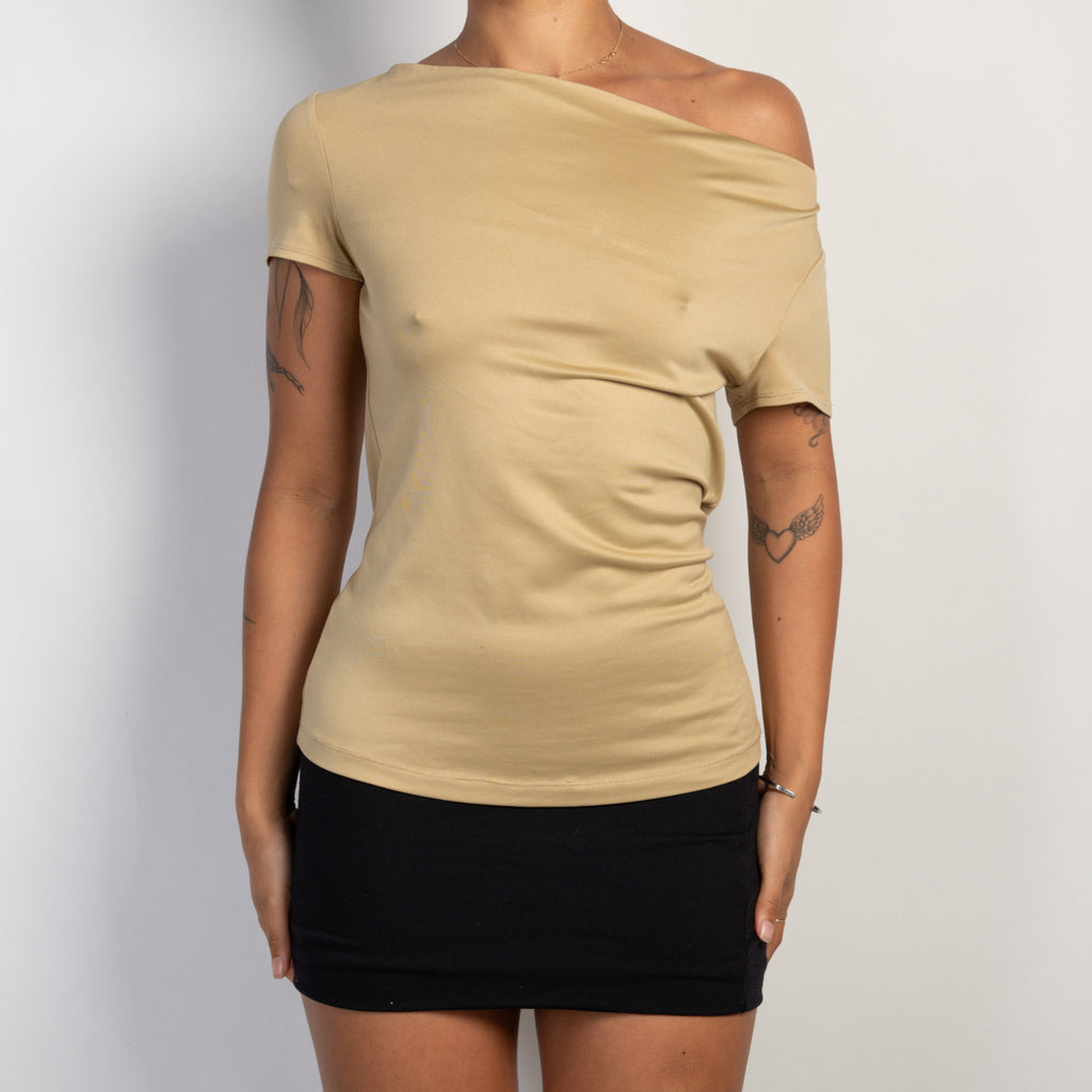 TAN COWL NECK TOP