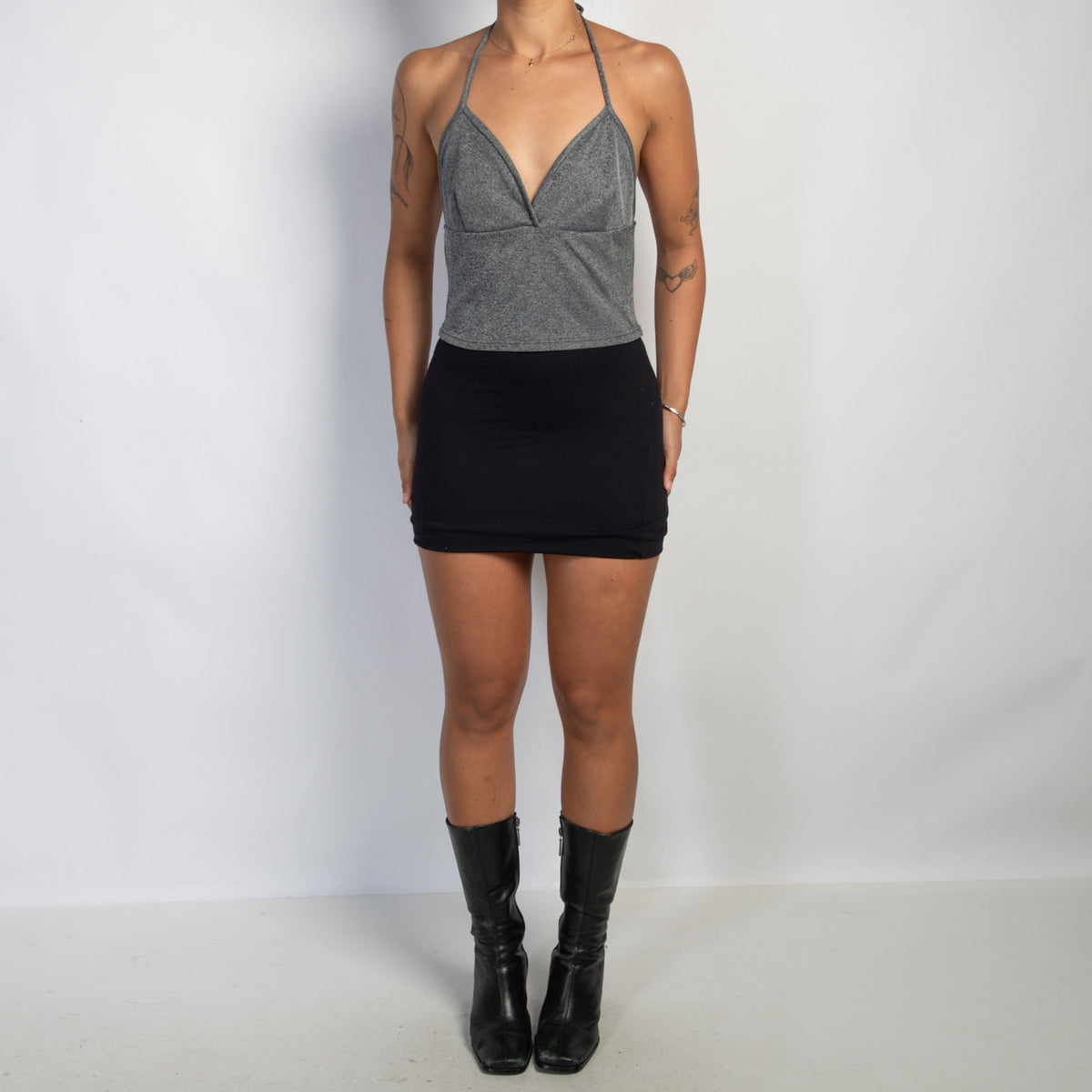 GREY HALTER CROP TOP