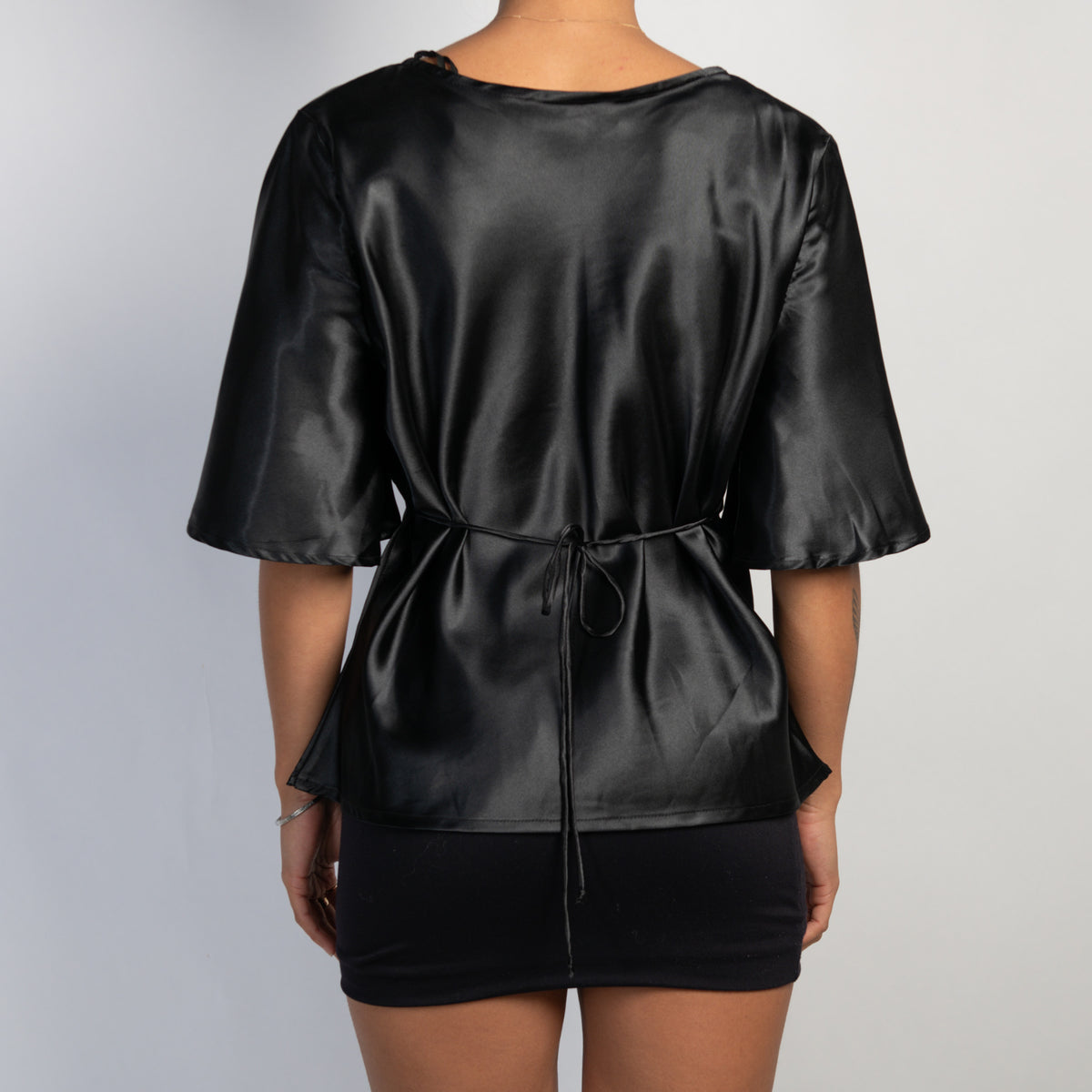 BLACK SATIN TOP