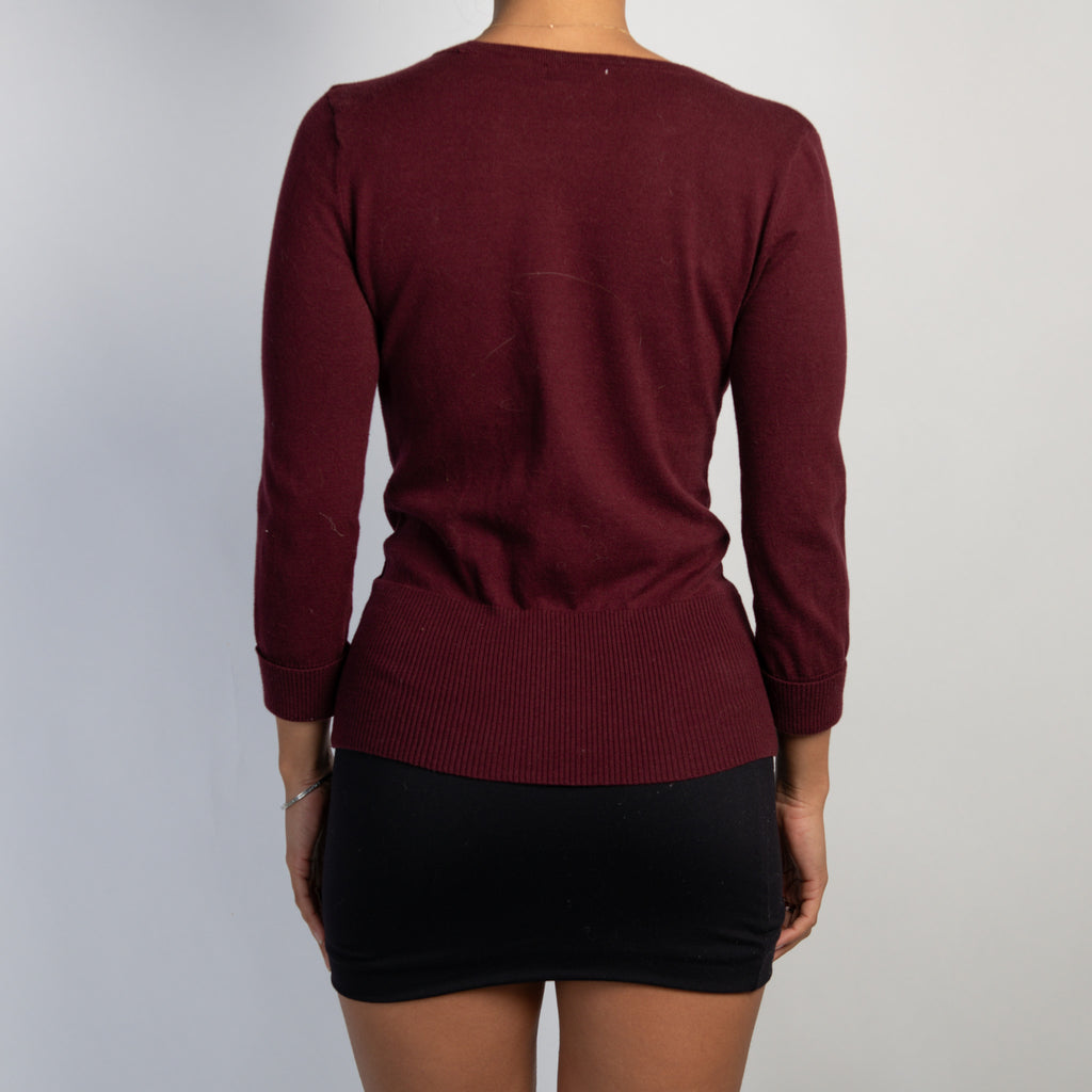 MAROON KNIT CARDIGAN