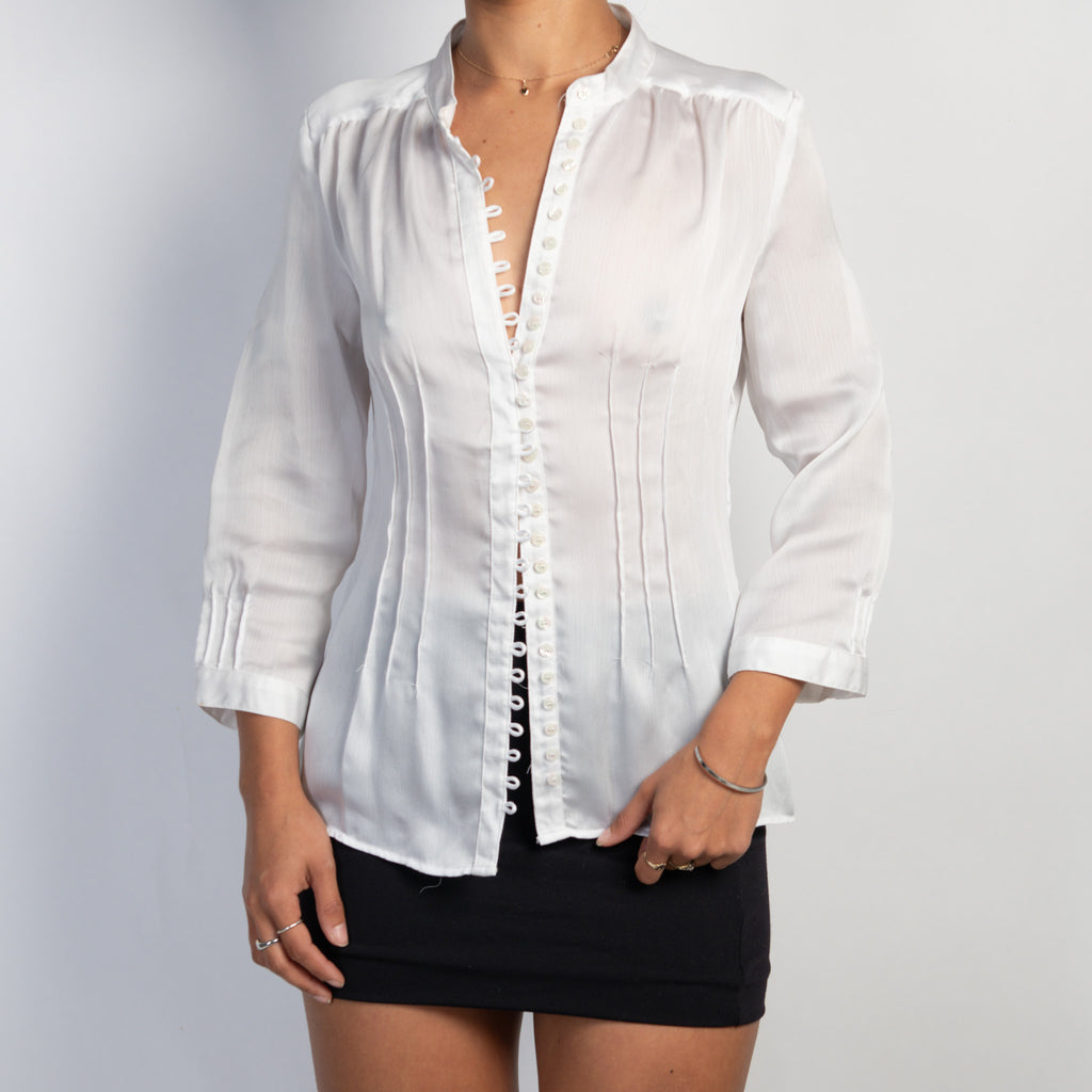 WHITE PLEAT BLOUSE