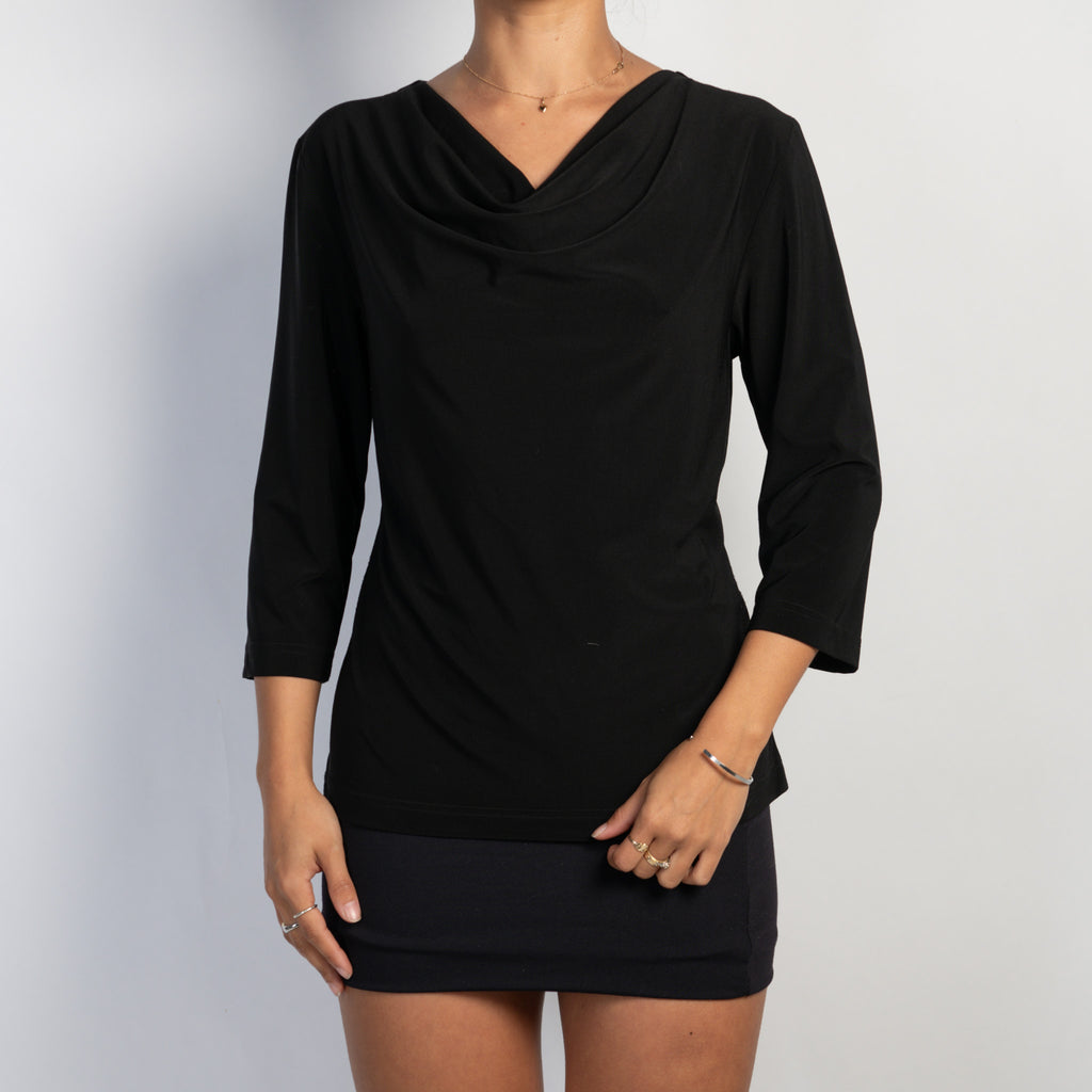 BLACK COWL NECK TOP