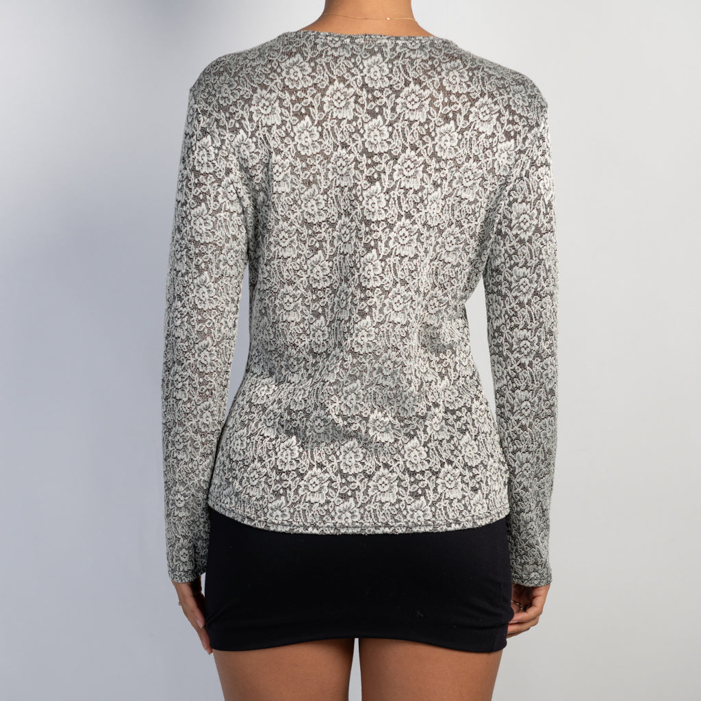 GREY LACE STRETCH TOP