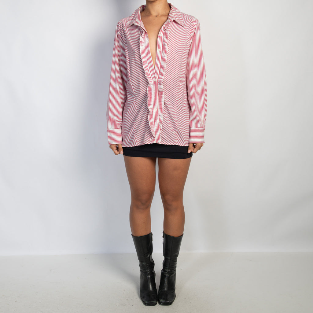 RED STRIPE COTTON BLOUSE