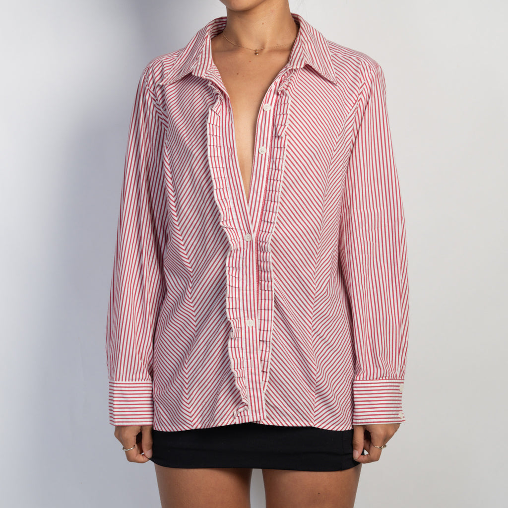 RED STRIPE COTTON BLOUSE