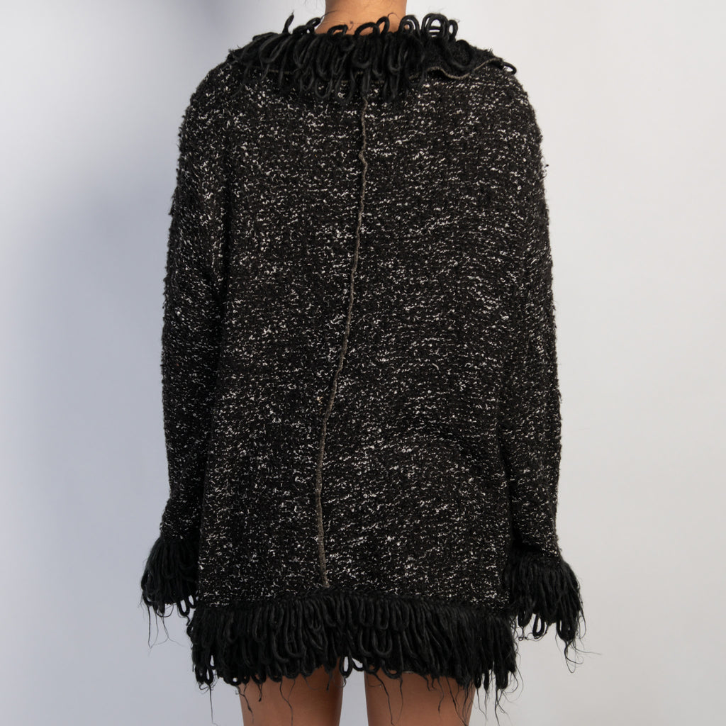 BLACK SHAGGY CARDIGAN