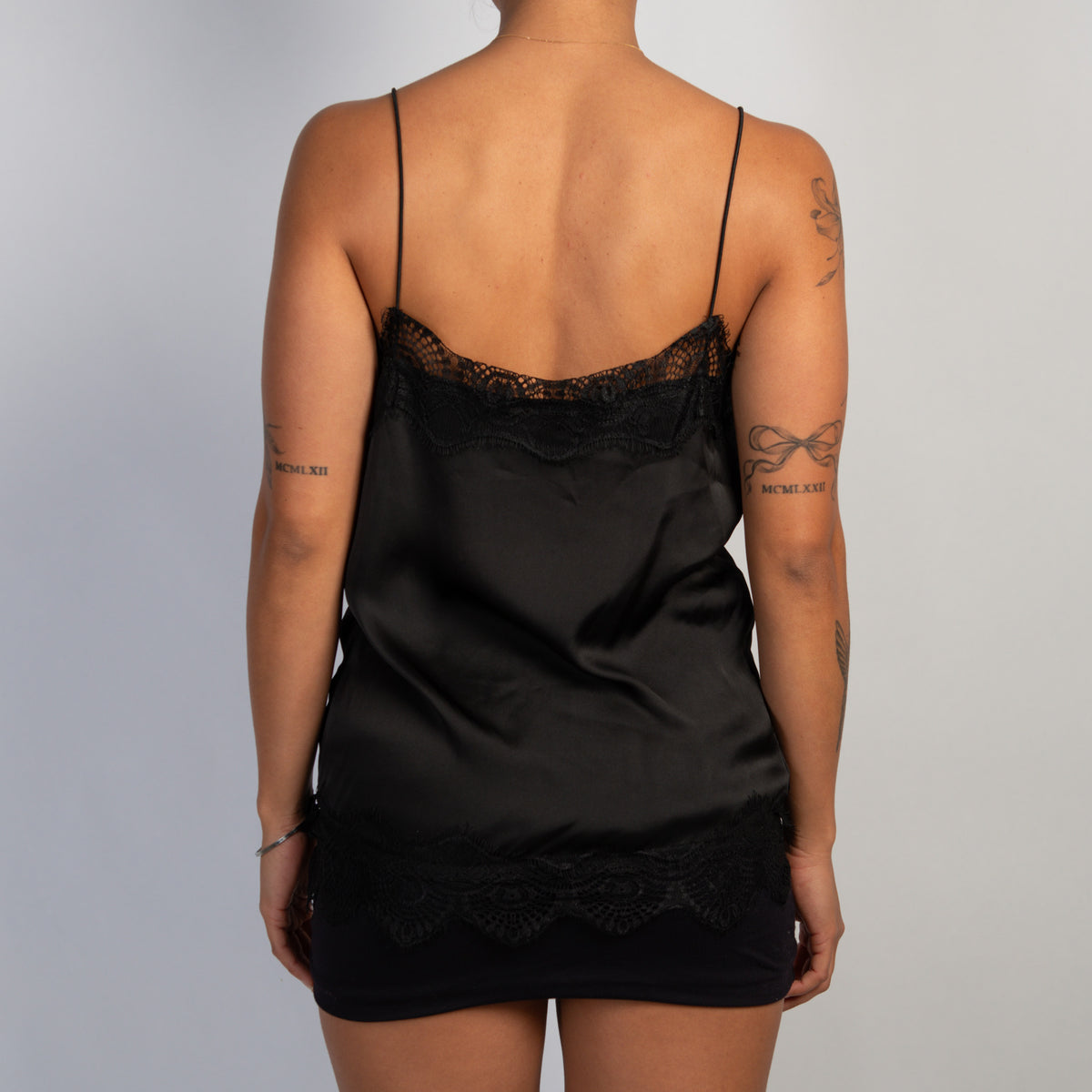 BLACK SATIN CAMISOLE