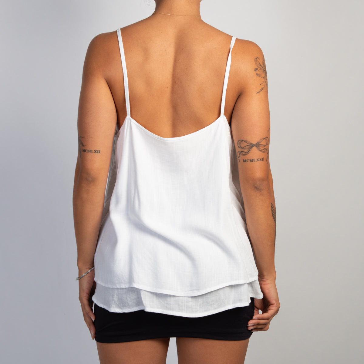 WHITE DRAWSTRING CAMISOLE