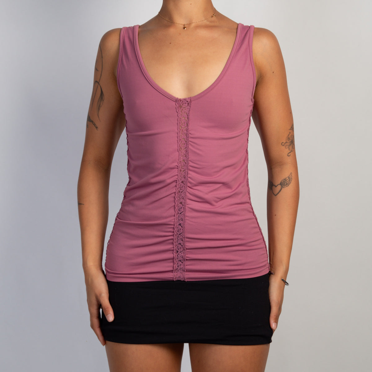 PINK LACE TRIM TANK TOP