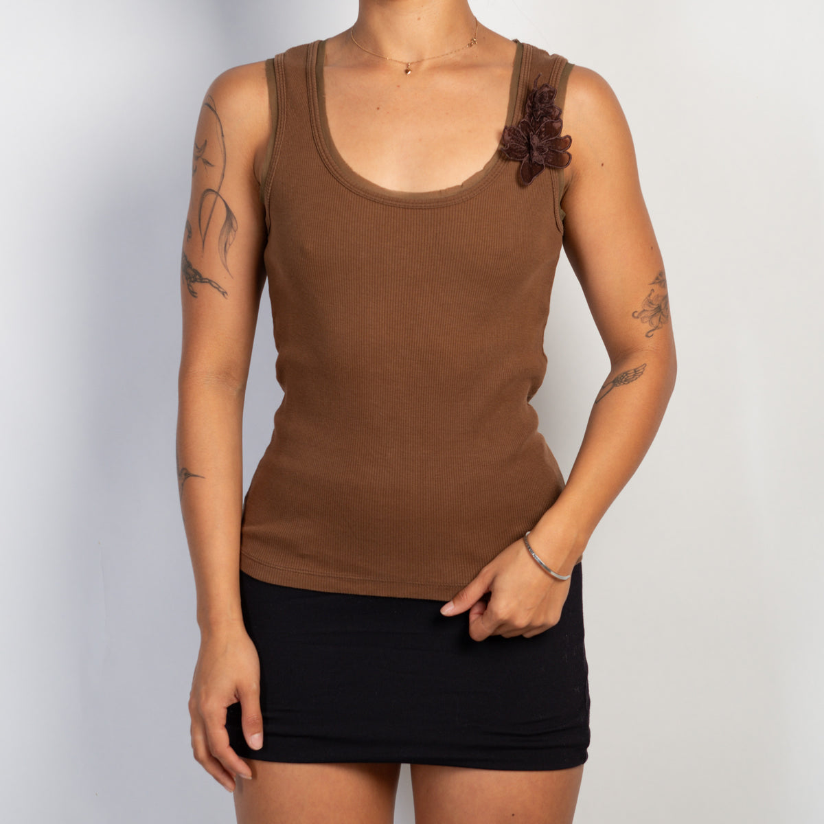BROWN RIB TANK TOP