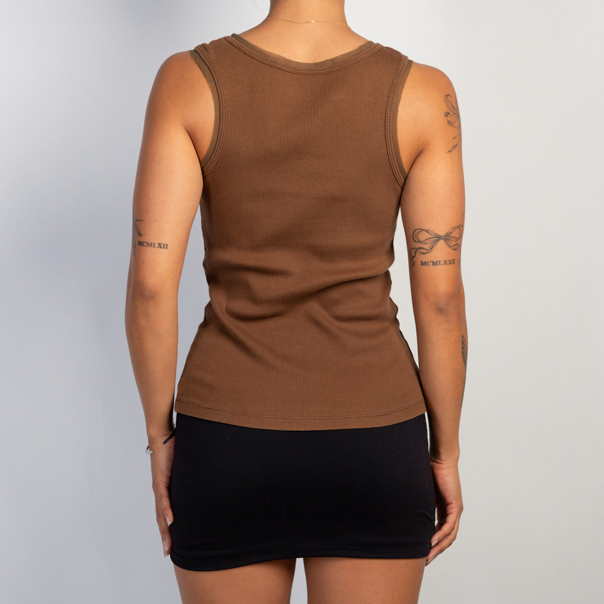 BROWN RIB TANK TOP