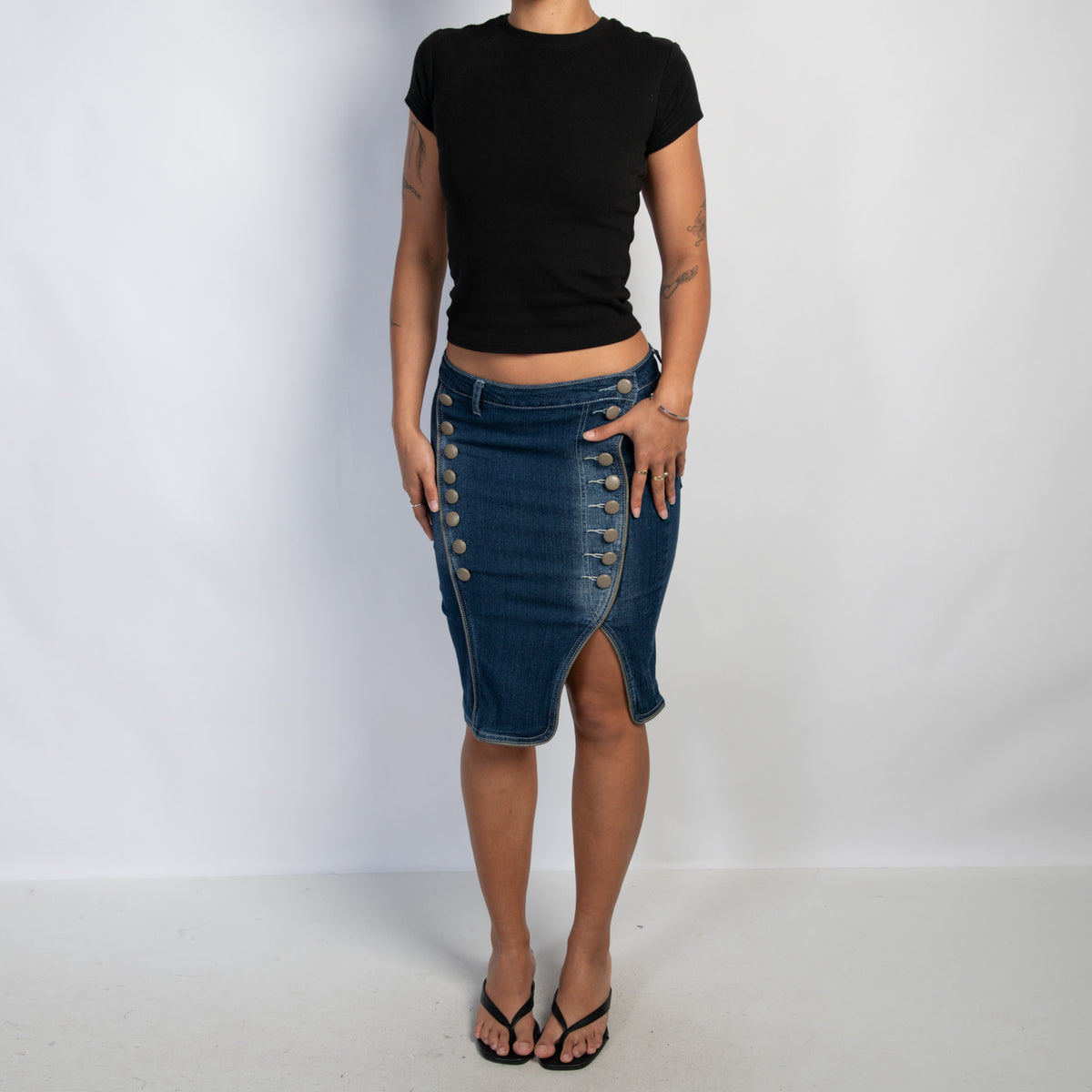 DENIM BUTTON SKIRT